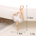 Detail view of ballet girl pendant with white enamel and crystals measuring 3.8cm height - D478 Enamel Girl
