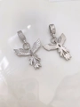 Detail view of twin angel wing star pendants with silver finish and inlaid rhinestones - Style A Phoenix/Angel (Pendant Only) / White Gold