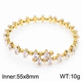 18K gold plated open bangle with pavé marquise cut zircons, size 55x8mm, weight 10g - White (KB169599-GG)