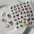 Vue détaillée d'autocollants papillon 5D pour ongles avec texture 3D et relief précis - TS-042 Papillon Coloré