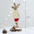 Renne de Noël en bois de 25cm avec pull rayé et pantalon rouge pour décoration de table - Renne Pantalon À Rayures Rouges-25cm