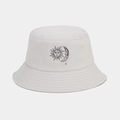 Dettaglio della stampa sole e luna su cappello alla pescatora bianco di qualità - M (56-58cm) / Beige