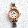 Women's quartz bracelet watch with rose gold bezel and 12 colorful crystal hour markers - Rose Gold Two-tone Multi-color Gem Scale