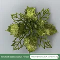 9cm glitzernde grüne Poinsettia-Blume für den Weihnachtsbaum mit hohlen Glitzer-Blütenblättern - Armeegrün