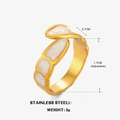 Adjustable 18K gold plated stainless steel ring with elegant white enamel finish - Geometric Drip Oil Open Ring / Gold-White