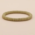 Bohemian elastische polymeerklei heishi kraal armband in olijfgroene kleur voor dames - Olijfgroen