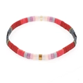 Bohemian Tila bead stretch bracelet with red pink purple grey and gold tiles - Red/Pink/Purple/Gray/Black/Gold (TL-B190094A)