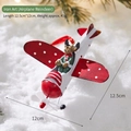 Christmas iron reindeer flying airplane hanging ornament in festive red and white design - Iron Airplane Reindeer