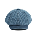 Berretto newsboy classico a righe blu con tessuto testurizzato vintage - Taglia unica / Blu scuro