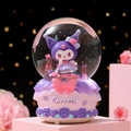 Purple Kuromi musical snow globe featuring glitter water and decorative base - 517-Purple/Face