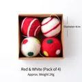Set van 4 rood en crème wollen vilt kerstballen met spiraalvormige strepen in kraft doos - Rood en Wit Stijl (Set van 4)