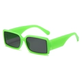 Retro rectangle sunglasses with neon green wide frame and dark lenses for Y2K style - Green