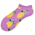 Chaussettes courtes mauves à motif d'ananas jaune en coton doux pour couples - 36-44 / Ananas Jaune sur Fond Violet