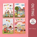 Set of 4 cute mini cartoon notebooks 85x120mm with Magic Club animal illustrations - Outing