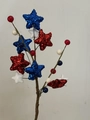 Patriotic red white and blue star decorative stem with glitter finish for Independence Day - Patriotic Decorative Picks
