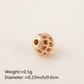 Golden bead with orange cubic zirconia stones for DIY jewelry making 0.6cm diameter - 6MM Garnet Color Gold Plated