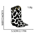 Detailed size view of black and white cow print cowboy boot embroidery patch - Cow Print Cowboy Boots