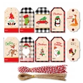 100pcs Christmas kraft paper gift tags set with assorted Santa designs and twine cords - MC6-43 Style / 100 Pieces/Pack