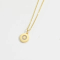 Elegant gold letter necklace featuring a circular pendant with sparkling cubic zirconia inlay - Letter O