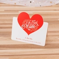Single white greeting card with a red 3D heart and Thank You Mom text on wood surface - Thank You Mom (Red)