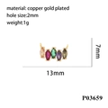 Makroaufnahme von 18K vergoldetem Herzanhänger mit Zirkoniasteinen und Maßangaben - P03659 (5 Marquise)