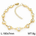 Gold stainless steel heart bracelet with white zircon for a minimalist beach holiday style - Gold (KB183055-TJG)