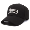 Black baseball cap with 3D white embroidery, featuring a curved brim and structured crown - Black with Gold Embroidery