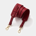 Deep red leather bag strap with lychee texture and gold metal hooks in 80-100 characters - Gold Buckle / Red