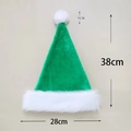 Green and white plush Christmas hat for adults and children with a 7cm white pompom - Haipai Long Plush Kids / Green