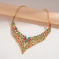 Multicolor V-Shaped Rhinestone Necklace