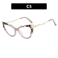 Cat eye glasses C5 leopard tortoiseshell frames with unique gold wavy metal temples - Medium Coffee Leopard