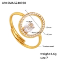 Verstellbarer 18k vergoldeter Titanstahlring mit Nano-Zirkonia und funkelnden Akzenten - US 7 / Gold Weißer Zirkonia