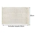Creamy white woven cotton placemat with tassel fringes measuring 30x50cm - White Style Placemat