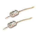 Set di fermagli per capelli dorati con cristalli rettangolari e strass lucidi - Bianco