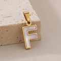 Elegant 18K gold plated letter F pendant with white shell inlay for women - Letter F(KP115518-K)