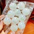 Iridescent white spherical cake toppers set with 10-12 pieces in a clear bag - Iridescent White Ball Set (S)