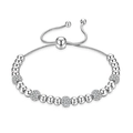 Pulsera de cuentas plateadas con bolas de cristal y cadena con cierre ajustable para mujer - Color Acero