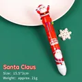 Christmas 10-color shuttle pen with Santa topper and snowflake red barrel for kids - Santa Claus