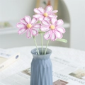 Handmade crochet pink cosmos flower bouquet in grey geometric vase for home decor - Cosmos Gradient Light Pink