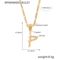Gold letter P pendant necklace with zircon inlays and titanium steel chain for women - Letter P Style (RP009-P)