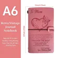 Pink PU leather A6 travel journal with heart butterfly embossing and tie binding - Child to Mother / Pink