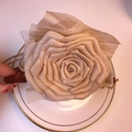 Molla per capelli a forma di rosa in tessuto rosa beige con stile floreale retrò - Rosa Marrone Tè