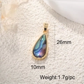 Teardrop abalone shell pendant detail with 26mm height and 10mm width measurements - A0318 Abalone Teardrop