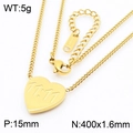 Golden stainless steel heart pendant necklace with 11:11 engraving and adjustable chain - Gold Heart Shape 11:11(KN286316-KLX)