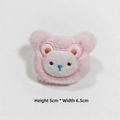 Detail of pink plush bear head showing size dimensions H 5cm x W 6.5cm with embroidery - Open Back Patch / Pink Bear