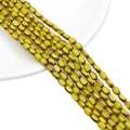 Oval faceted glass rice beads in yellow and gold finish for jewelry DIY making - Approx 25pcs/Strand / 4x6MM / Solid Yellow