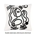 Abstract line art velvet pillow cover with white boucle back and artistic face pattern - Embroidery - Picasso Girl 45*45cm / Pillowcase (pillow Insert Not Included)