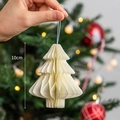 Mini cream paper honeycomb Christmas tree pendant, 10cm hanging ornament decoration - White / 10cm