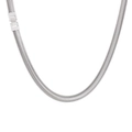 Collana a catena piatta a serpente in argento lucido con chiusura rettangolare minimalista - Bracciale 5mm 22cm / Argento