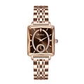 Montre carrée pour femme en or rose avec cadran marron et accents de diamants - Bracelet en Acier Cadran Café